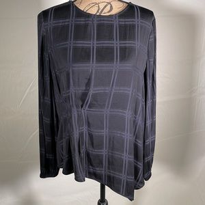 The Limited Asymmetrical Checkered Black Blouse. L